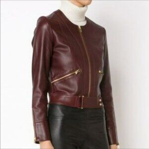 IRO Leather Broome Cropped MOTO Jacket Womens 10 - Like New